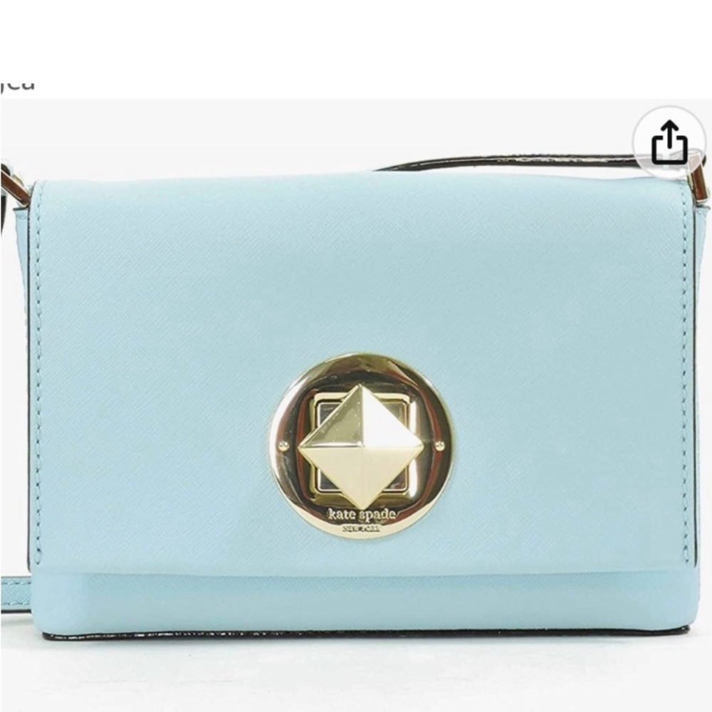 Sweet ♠️Kate Spade Bag! Sally Crossbody In Blue Hydrangea With Pyramid Clasp! - Picture 3 of 10
